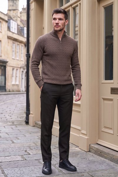 Normal Waist Regular Fit Straight Leg Trousers Men's Pants 6843702