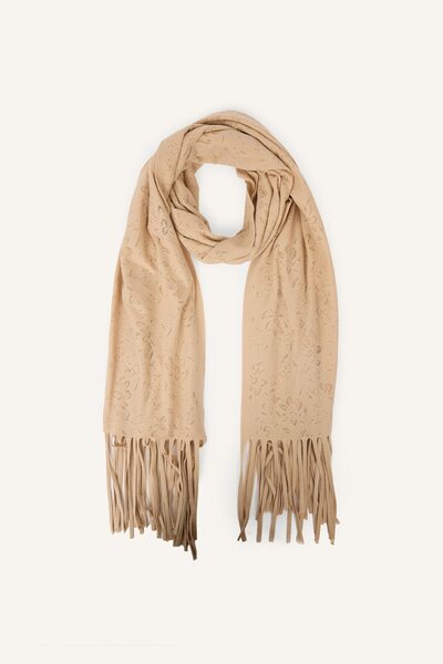 Women's Fringed Self-Patterned Scarf I2985Ax26Wn