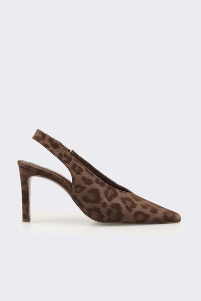 Brown Animal Patterned Women's High Heel Shoes