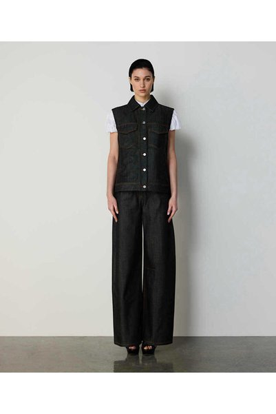 MONOGRAM EMBROIDERED DENIM TROUSERS