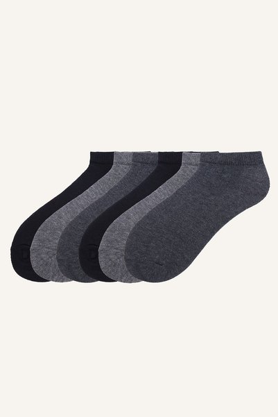 5-Piece Cotton Melange Detailed Medium Booties Socks for Boys I2966A8Ns