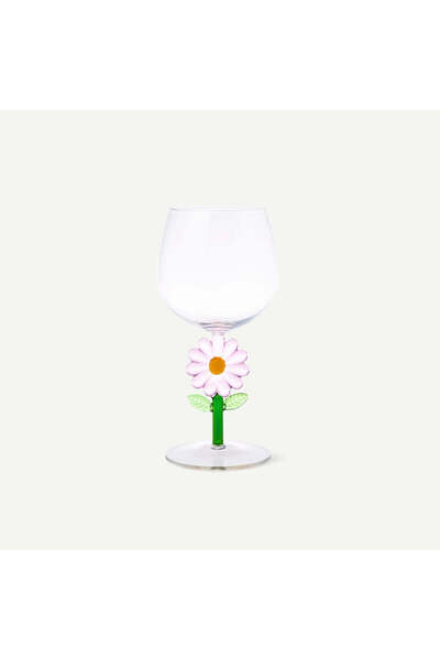 Pink Flower Detailed Glass Goblet