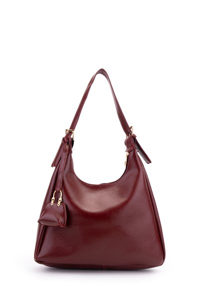 Charm Detailed Oval Leather Barney Women's Shoulder Bag