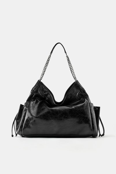 Suede Chain Shopper Bag
