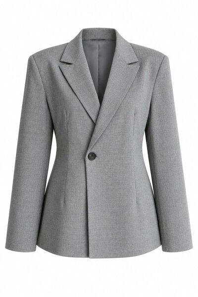 Gray Padded Waist Blazer Jacket - 251004