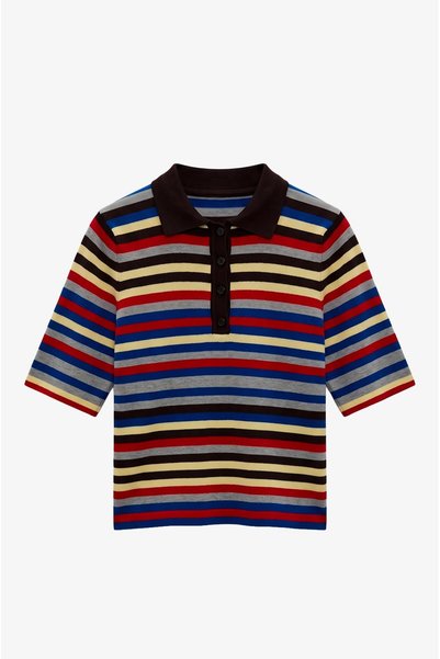Colorful Lior Striped Polo Collar Knitwear