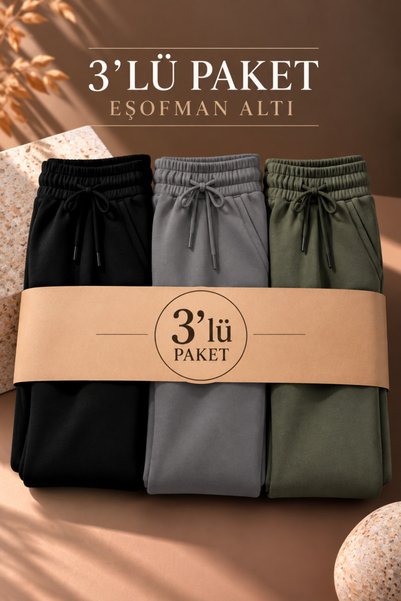 Men's Elastic Baggy Sweatpants 3-Piece Set