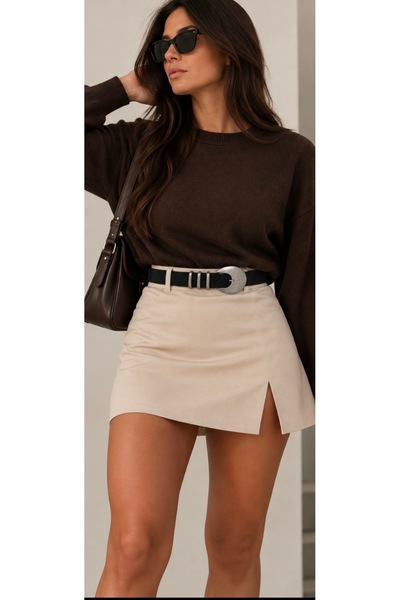 Women's Vintage Tin Buckle Suede Look Buckle Bridge Women's Belt, Trouser Belt, Coat Belt, Dress Belt, Shirt Belt