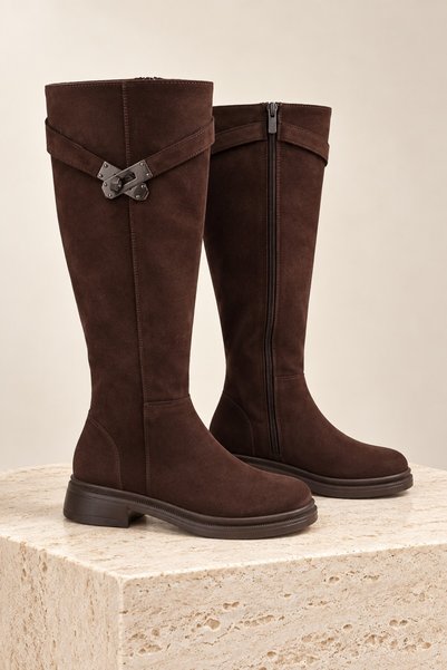 Ranch Zippered Metal Buckle Casual Women's Riding Boots