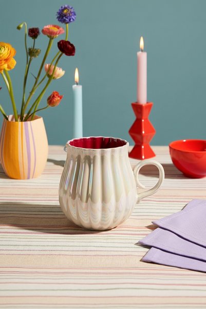 Striped Porcelain Coffee Tea Cup with Handle 100 ml