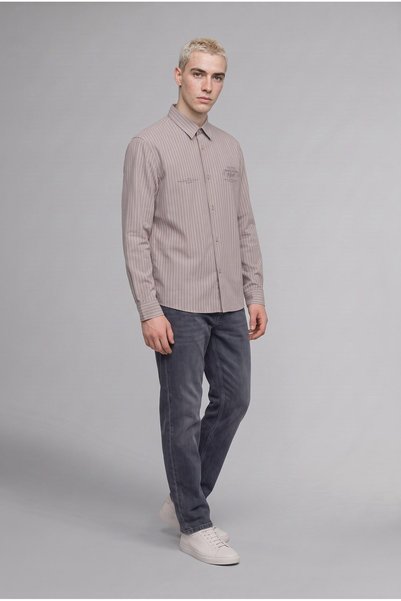 Boxy Fit Striped Printed Cotton Long Sleeve Shirt H9818Ax26Wn
