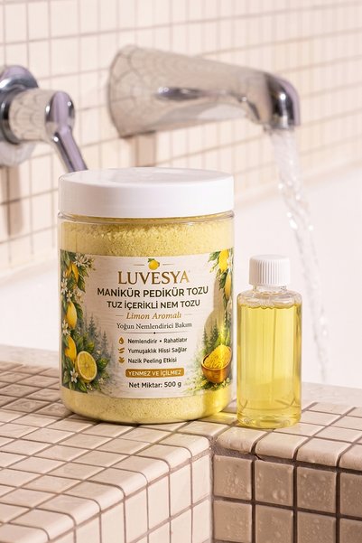 Luvesya Lemon Flavored Moisture Powder with Salt 500 ml Manicure and Pedicure Care Powder