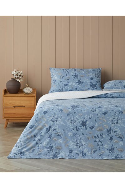 Poetica Cotton Double Bed Sheet Set 200X220 cm Blue