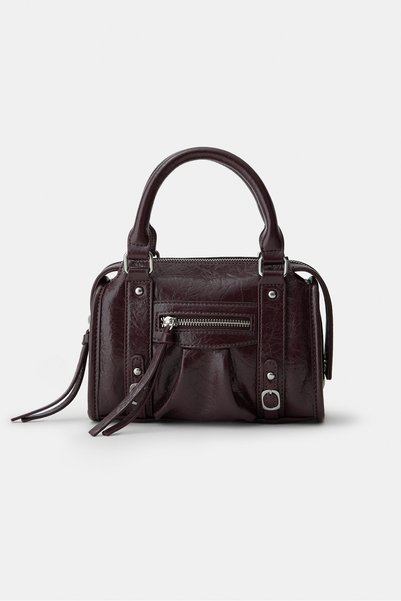 Zippered bowling type crossbody bag