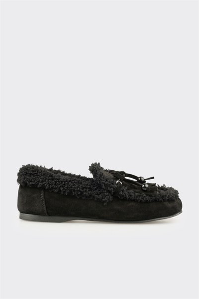 Black Leather Women's Casual Shoes