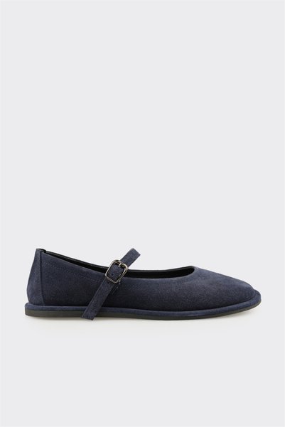 Navy Leather Women's Casual Shoes