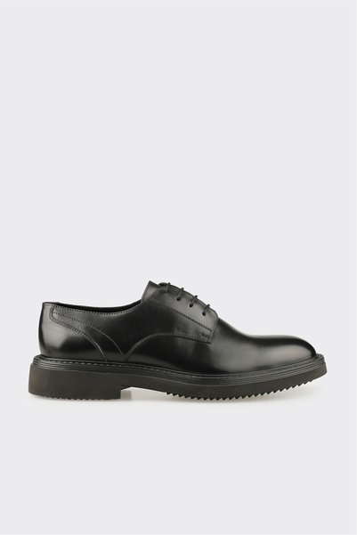 Black Leather Men's Casual Shoes
