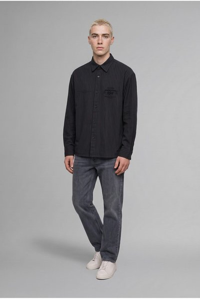 Boxy Fit Striped Printed Cotton Long Sleeve Shirt H9818Ax26Wn