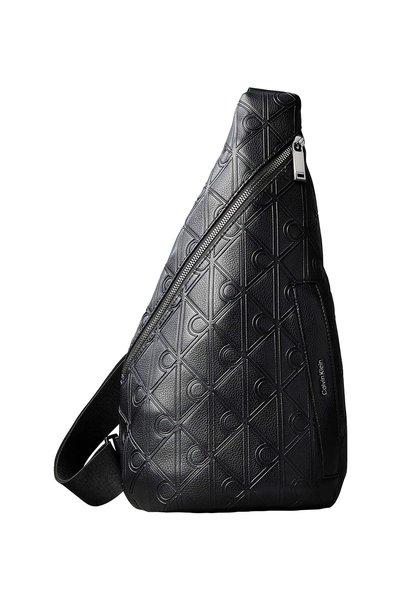 Black Men's Messenger Bag Emblem Aop Deboss Ns Sling