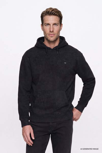 Cotton Regular Fit Regular Cut Hooded Sweatshirt with Logo Detail
