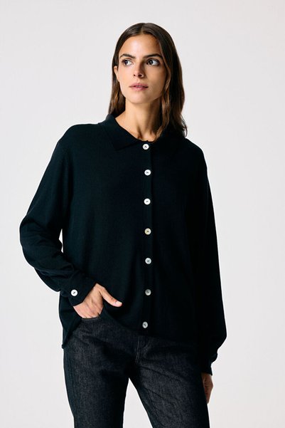 Black Button Detailed Knitwear Cardigan