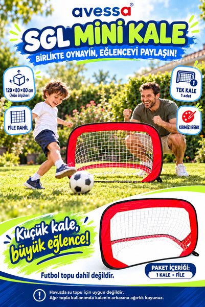 Sgl-120 Red Mini Football Goal – 120×80×80 cm – Net Included – Single Piece -