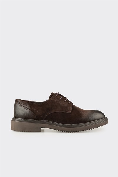 Men's Casual Lace-Up Shoes in Coffee Brown Leather