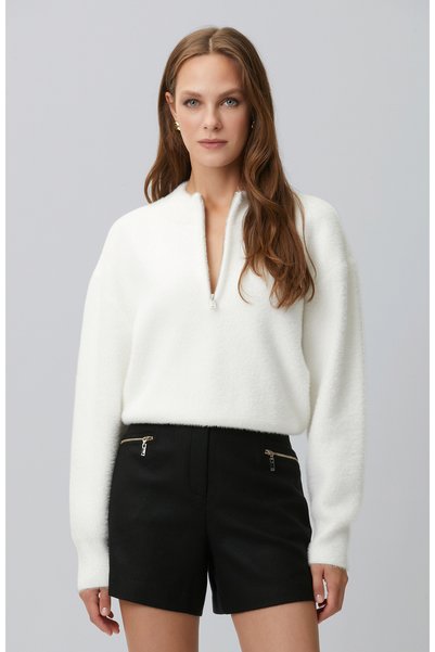 Off-White Collared Zippered Beard Sweater
