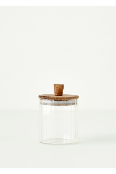Beatrice Wooden Lid Jar Natural (450 Cc)