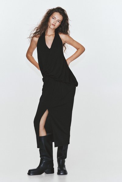 Draped Halter Neck Dress