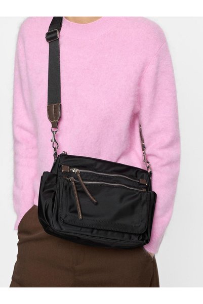 Women's Technical Fabric Crossbody Bag with External Pocket