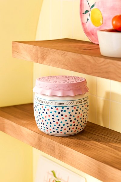 Polka Dot Porcelain Jar Spice Container with Silicone Lid 300 ml