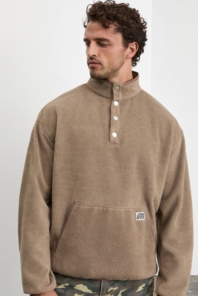 Glaims men's stand collar mink sweatshirt
