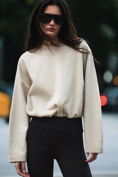 Crew Neck Drawstring Sweatshirt