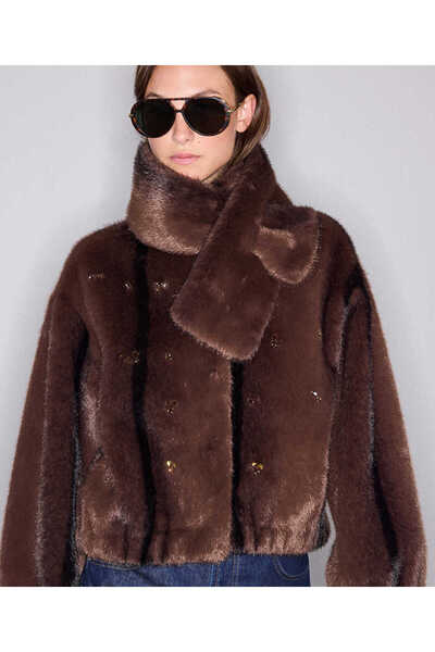 Rhinestone Embellished Faux Fur