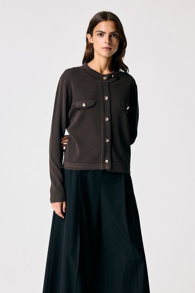 Brown Buttoned Knitwear Cardigan