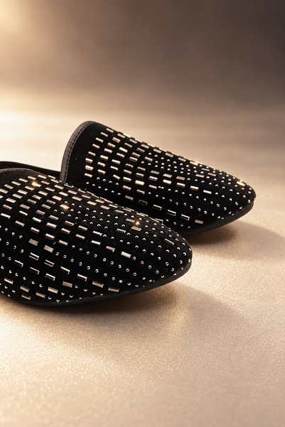 Luxury Women's Slippers with Stone Detail, Stylish Daily Home and Office Slippers