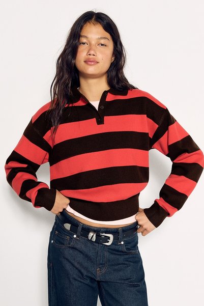 Buttoned, Boxy Fit, Polo Sweater