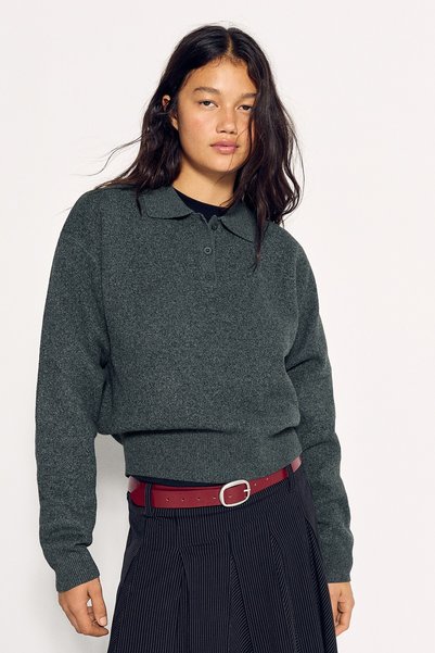 Buttoned, Boxy Fit, Polo Sweater