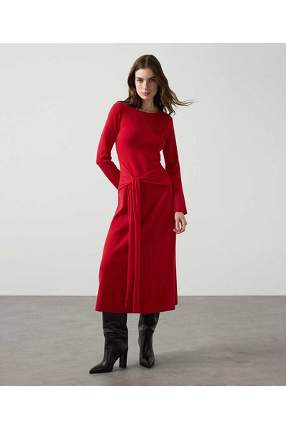 Waist-Tied Knitwear Dress