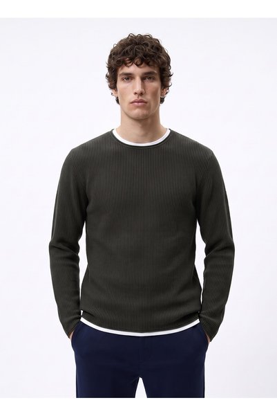 Khaki Men's Sweater J4Wm-Kzk4300