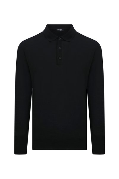 Black Men's Slim Fit Polo Sweater Albino