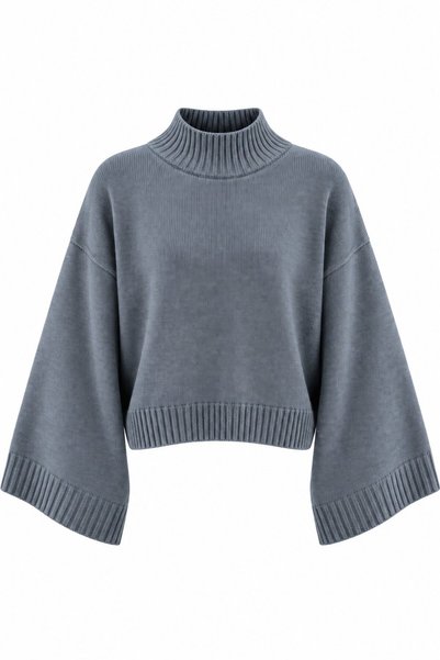 Anthracite Bat Sleeve Crop Sweater - 24136