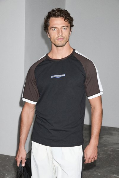 Elric men's color block brown / black t-shirt