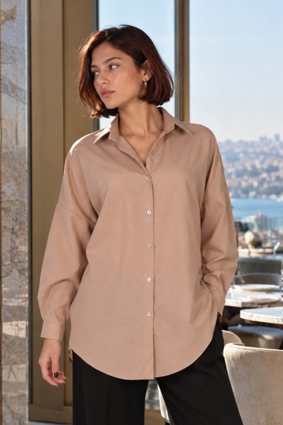 Women's Mink Oversize Long Basic Shirt ARM-22Y001118