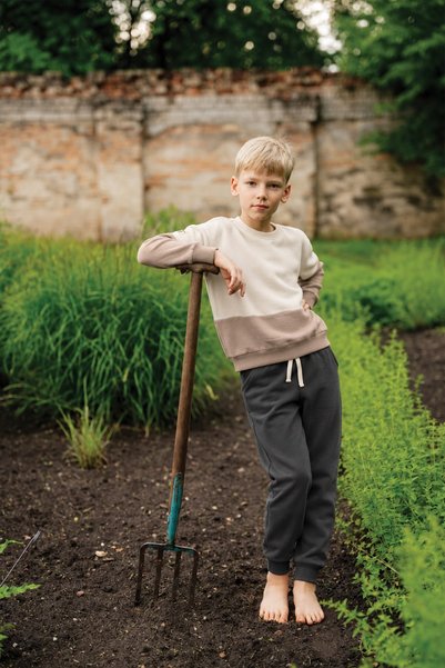 Garnili Sweatshirt Thin Seasonal Set 8-12 Years Old Ecru Anthracite