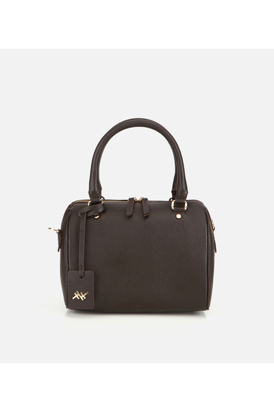 Women's Leather Brown Zippered Shoulder Bag