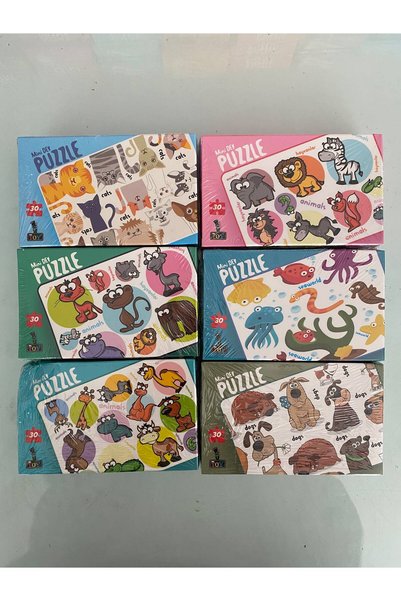30-Piece Cardboard Puzzle Mini Size Set of 6 4