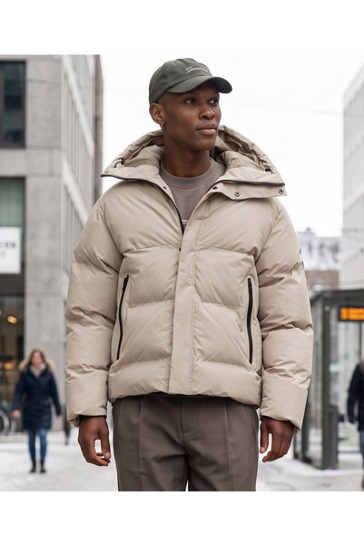 Jcolpha Puffer Jacket Men's Casual Coat Cream