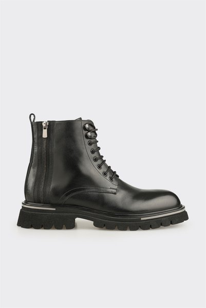 Black Leather Men's Casual Boots
